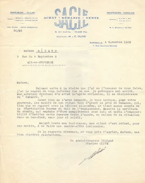 Refus immobilier – 04/11/1932