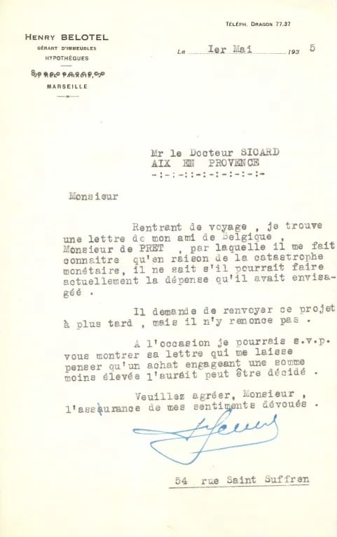 Refus immobilier – 01/05/1935