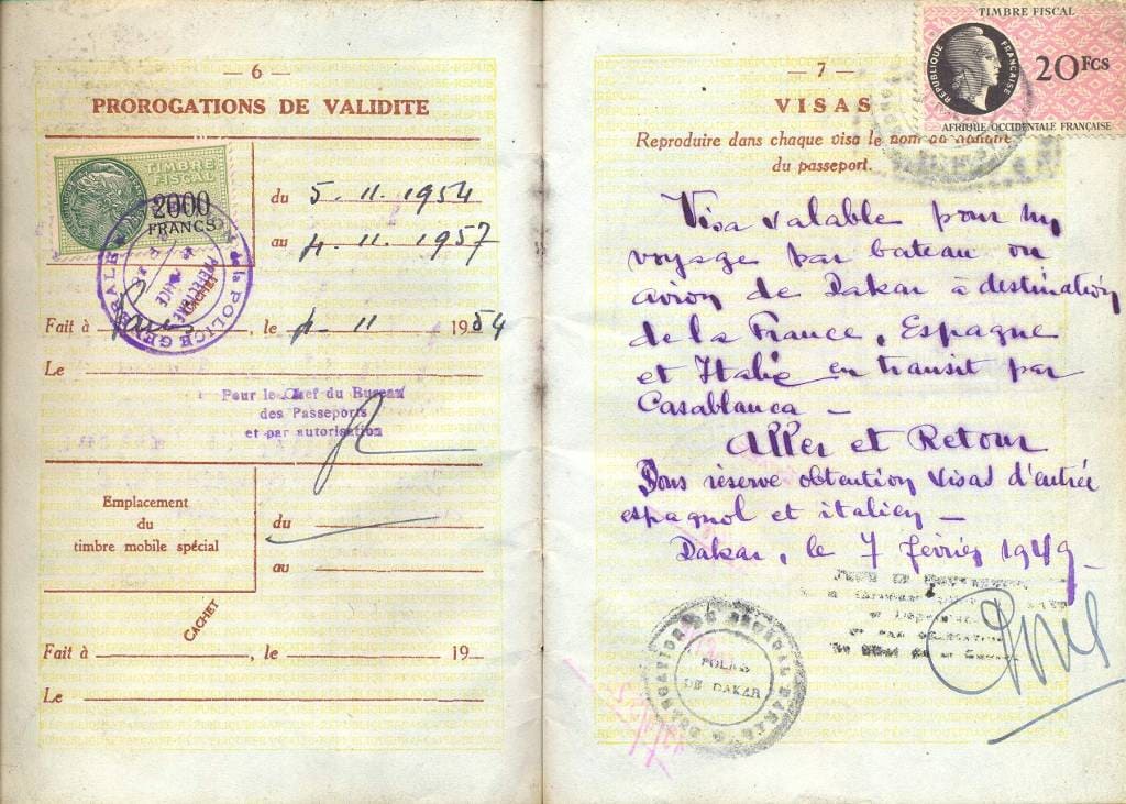 Extrait du passeport de Christian MONTJOL-HERY, 1949 © Domaine Saint-Antonin