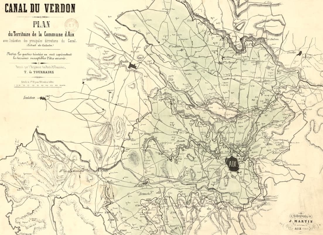 Plan des dérivations du secteur d'Aix par Mr TOURNADRE.
